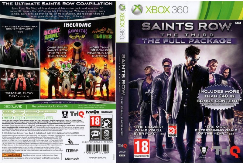 Saints Row the Third - Full Package Xbox 360, русские субтитры.